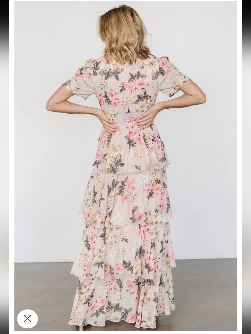 NWT Baltic Born Montaigne Maxi Dress Chiffon Pale Blush Floral Women's Large - Picture 6 of 14